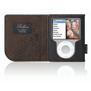 Carteira em couro (iPod nano) - Preto/Chocolate